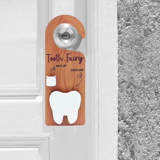 Wooden Tooth Holder Door Hanger Lost Teeth Pick-up Drop-Off Door
