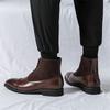 Classic Fashion Pointed Retro Suede Patchwork Lace Up Ankle Boots for Men Designer Botas Trend Casual High-top Motorcycle Shoes