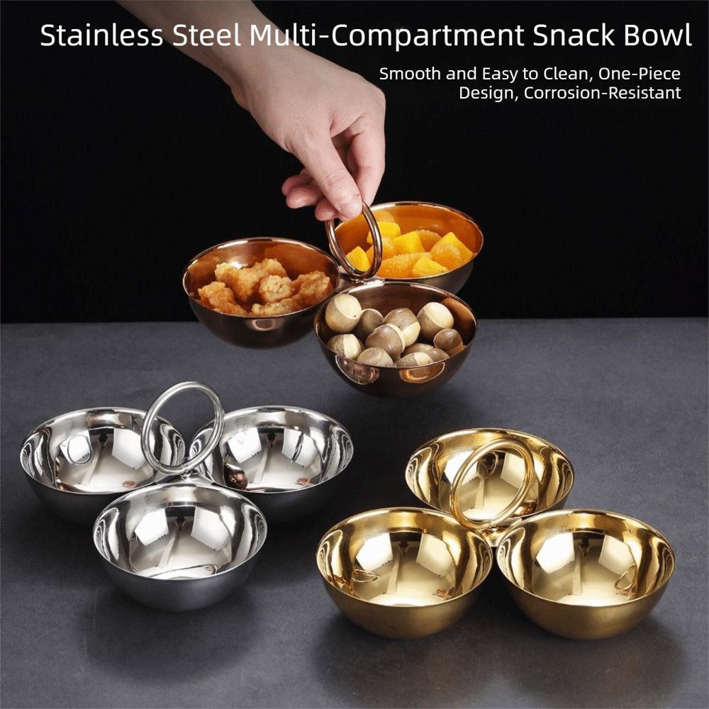 304 Stainless Steel Snack Bowl Round Bowl Circle Ring Handle Fruit Plate Rust-proof Multi-functional Appetizer Platter