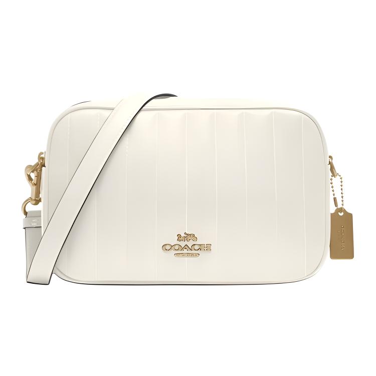 

New COACH Jes Quilted Leather Camera Bag, Crossbody Bag, Shoulder Bag Women s White C1569-IMCHK 24.6*8.4*16.0CM