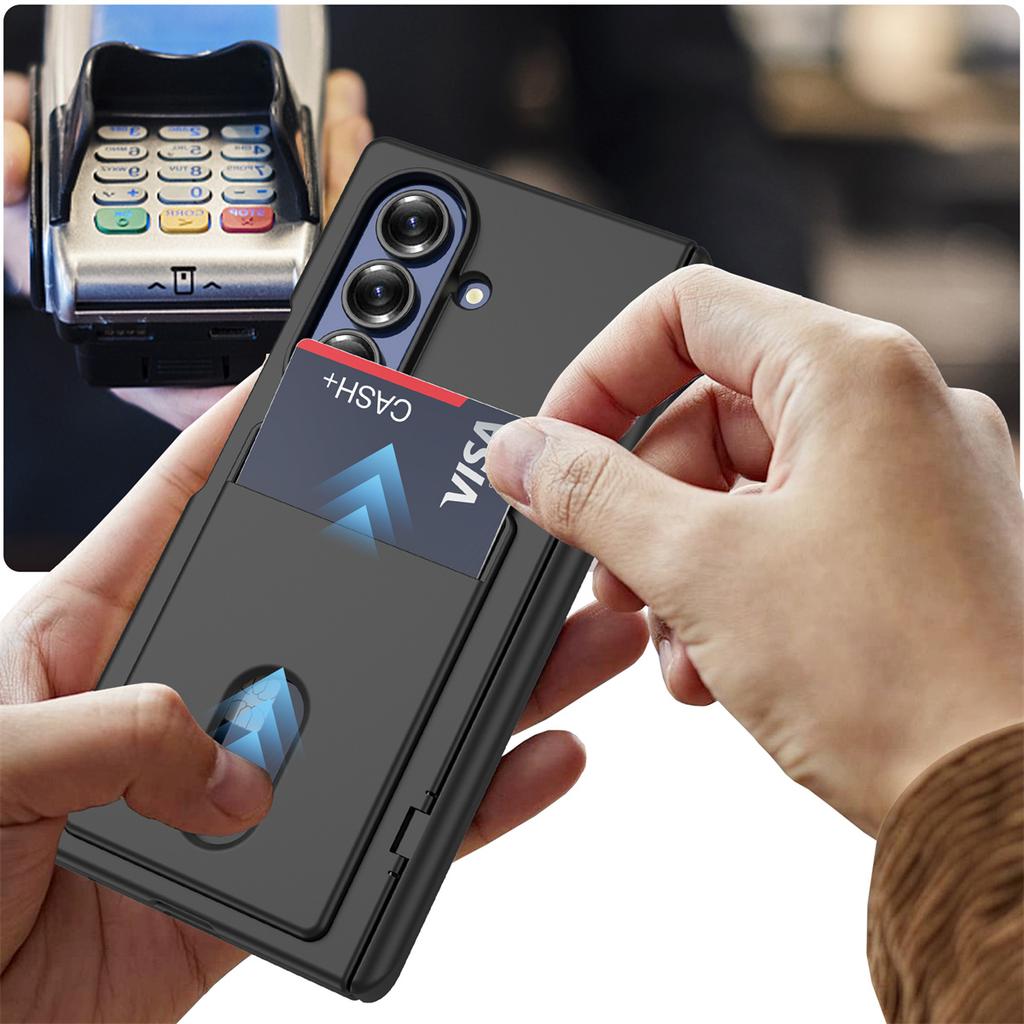 Wallet Slot Card Holder Hinge Protective Phone Case for Samsung Galaxy Z Fold 7 Fold7 5G Protector Shockproof Hard Shell Cover