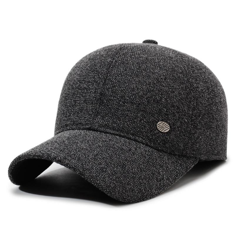 

Men s Warm Cotton Cap Middle-Aged and Elderly Ear Protection Baseball Cap Autumn Winter Woolen Hat сірий