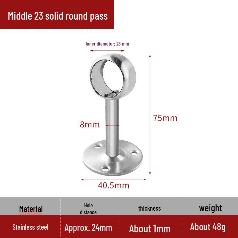 Stainless Steel Round Flange Base Wardrobe Clothes Rail Holder and Towel Rack Fixing Accessories.