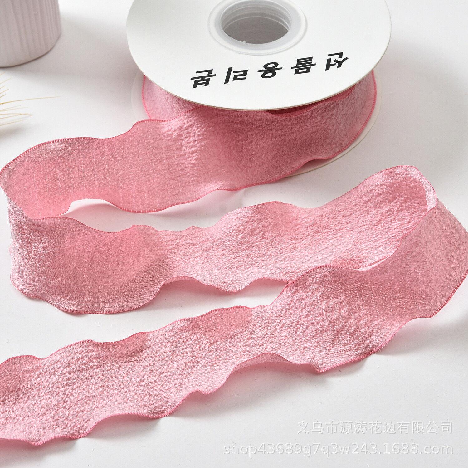 

2 рулона сетчатой ​​ткани с рюшами и кружевной лентой, плиссированная ткань, подарочная одежда, шитье платья розовый