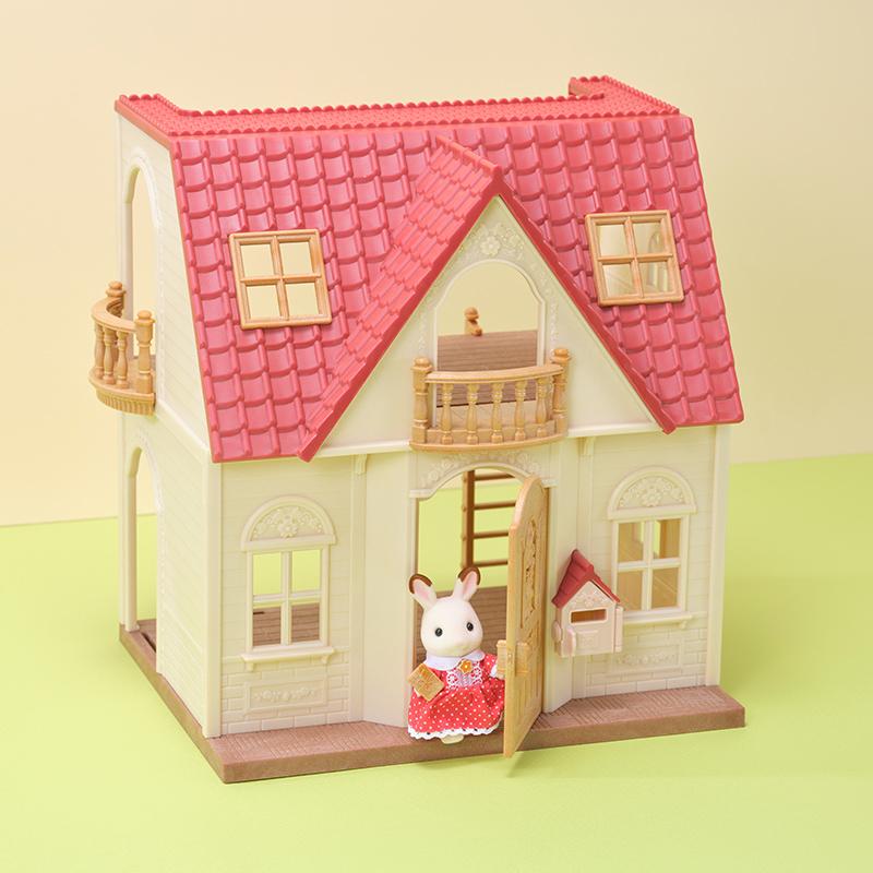 Sylvanian Families Chocolate Rabbit Family's Two-Story House with Mailbox - Complete Playset
