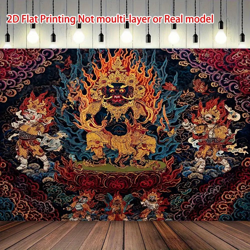 VIKAMA Tibetan Tangka Tapestry Diamond Protector Buddha Statue Buddha Hall Tea Room Zen Living Room Room Decoration 74x94cm(29x37in)