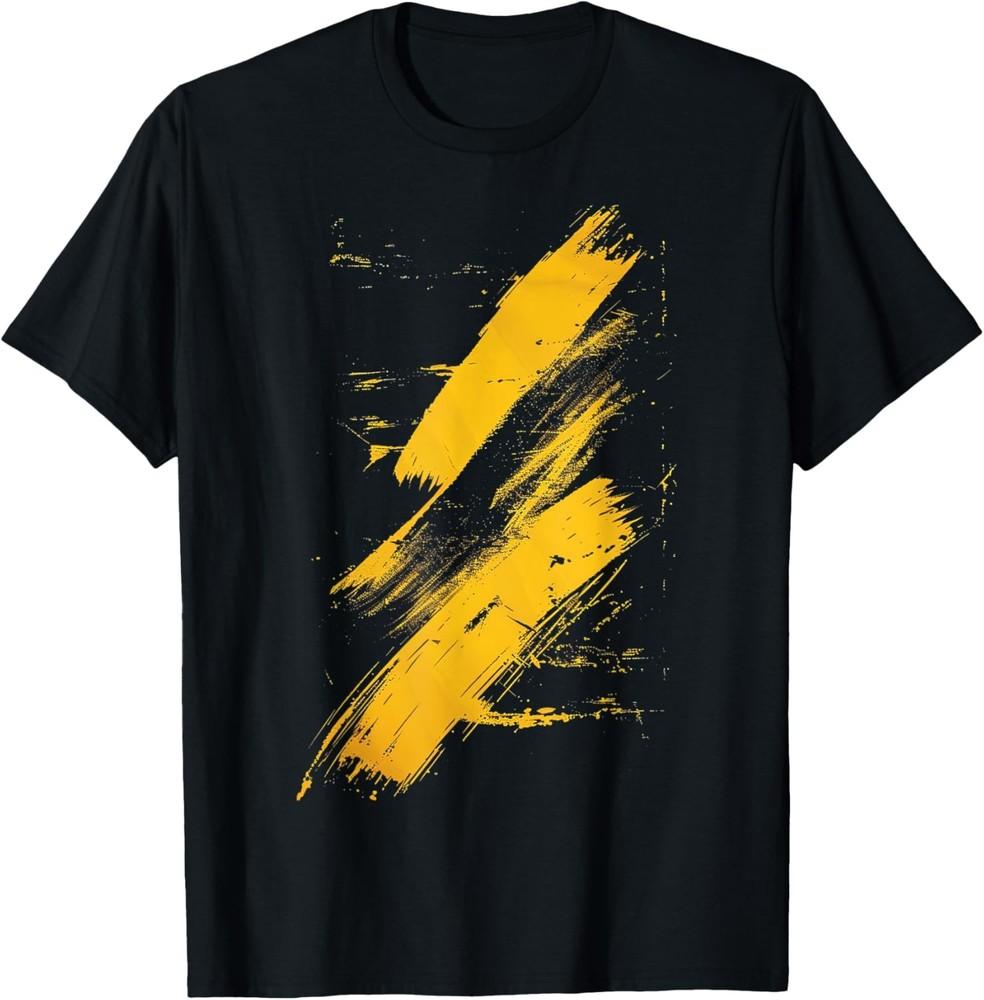Unisex Adults Yellow And Black Brushstrokes Graphic T-Shirt Unisex T-Shirt XL