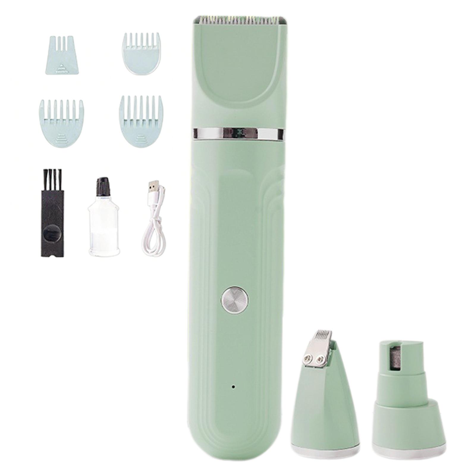 

4 In 1 Pet Grooming And Care Set Electric Clipper Hair Trimmer/Clippers/Nail Grinder Rechargeable Safe Pet Hair Removal Tool 3 in 1 зелёный