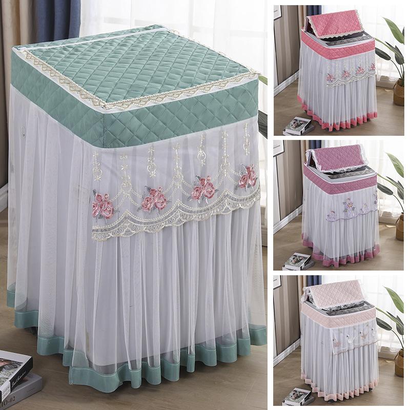 1PC Drum Washing Machine Washable Embroidery Universal Dustproof Cover Protective Sleeve Fibre Cover Fully Automatic Machine