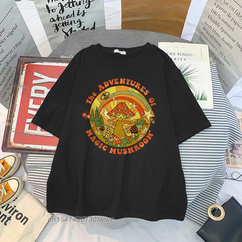 Material Retro Apricot Mushroom Cute T Shirts Oneck Casual 100 Cotton Plus Size Unisex Unisex Tshirts 2022 Streetwear Clothes