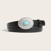 Alloy Round Simple Artificial Gemstone Snap Button Belt For Women Casual Wear