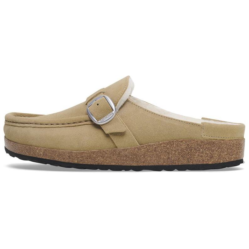 Женские шлепанцы Birkenstock Buckley с подкладкой из овчины, нескользящие, с закрытым носком, бежевые, узкие 1028633 36