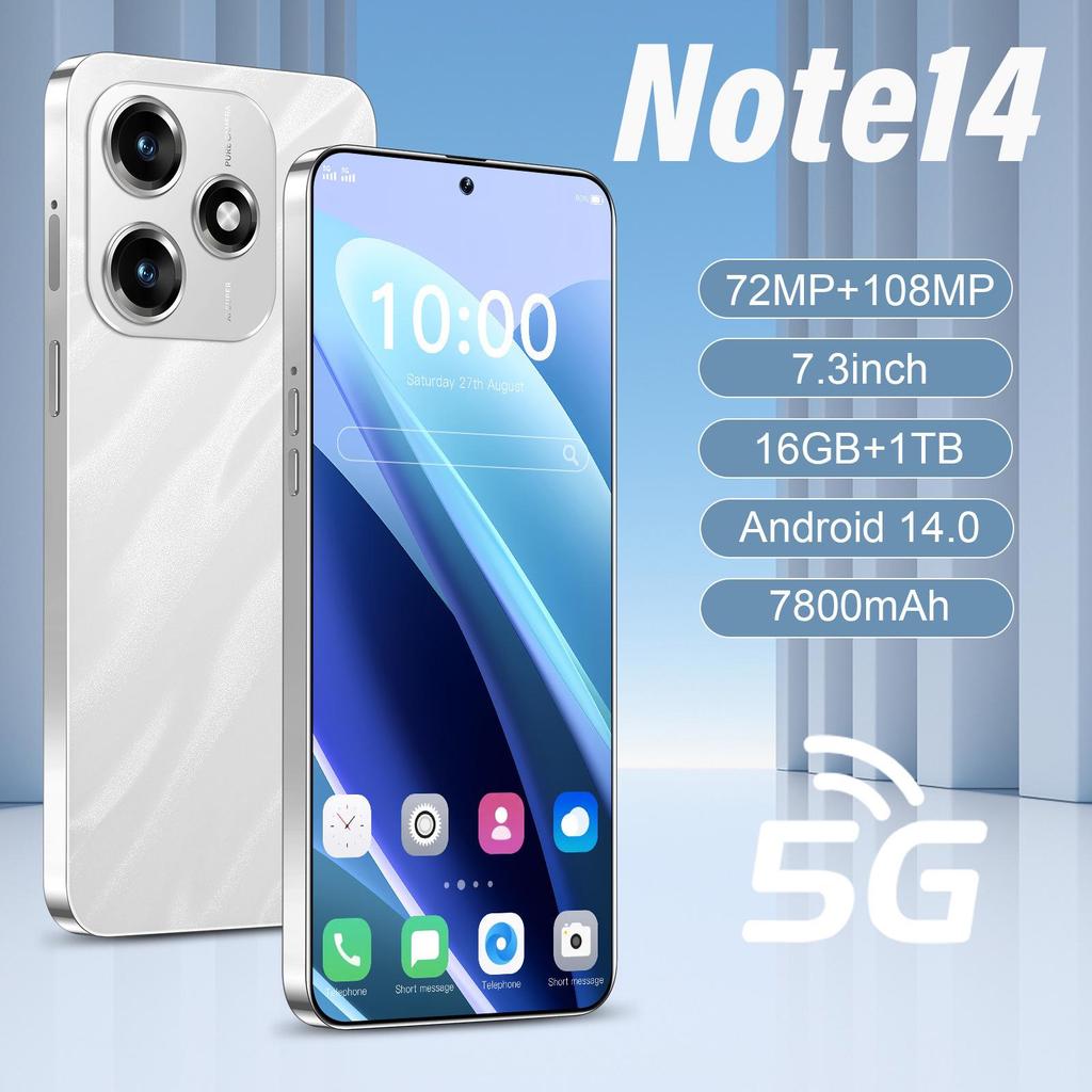 New Note14 7.3" Large Screen 16GB+1TB Smart Mobile Phone