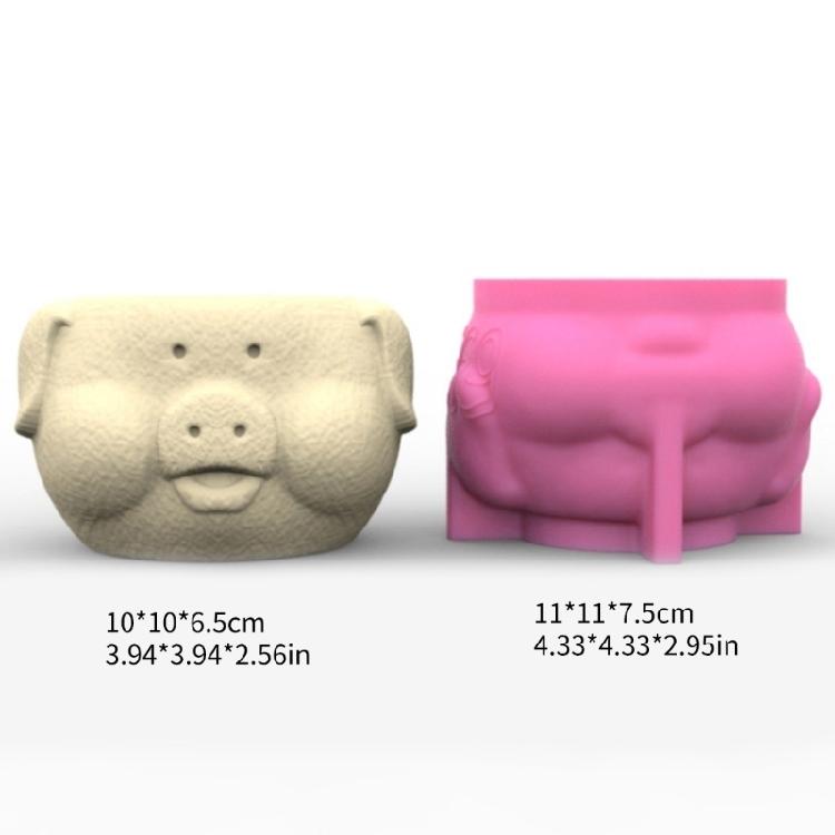 Pig Shaped Concrete Moulds DIY Vase Molds Silicone Material for DIY Hand-Making