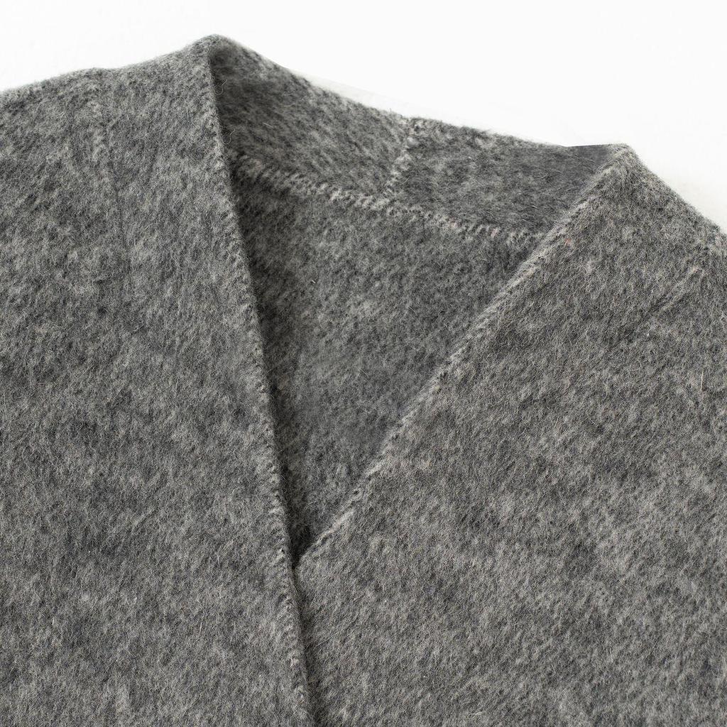 Neuer Petite Damen Kaschmir-Doppelmantel - Koreanischer Stil, Wollmischung, Weite Fledermausärmel, Kurzes Herbst-/Winterdesign