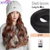 XIYUE Long Synthetic Straight Dark Brown Wigs with Hat Cap Adjustable Hair Wig with Hats for Ladies and Girls Daily Winter Wear