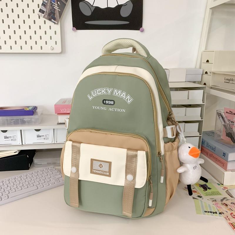 Schoolbag cute college style backpack male junior high school student schoolbag female large capacity laptop bag Korean version tide