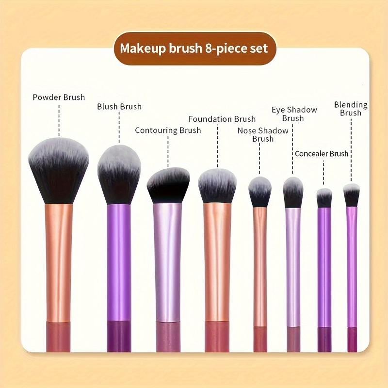 8-piece Portable Makeup Brush Set Lightweight Durable