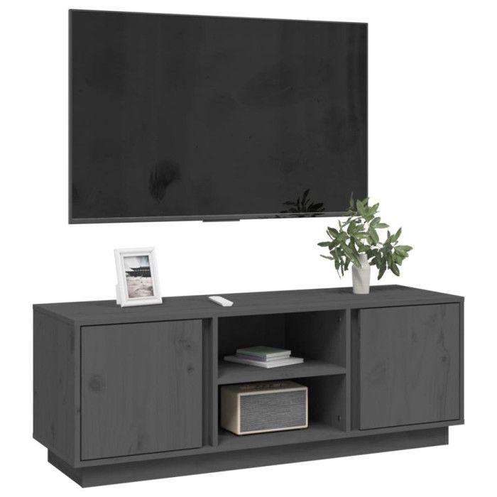 814476 vidaXL TV Cabinet Grey 110x35x40.5 Cm Solid Pine Wood
