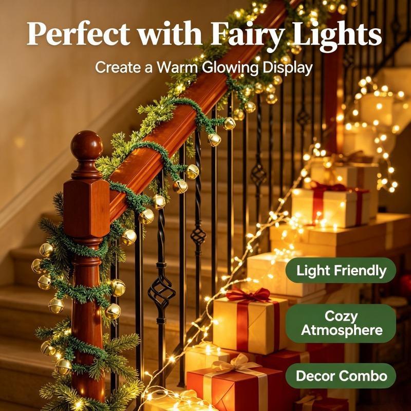 5/10Pcs Reusable Plastic Christmas Garland Ties With Bells - Twistable Bell Decorations Suitable For Banister, Stairs, Railing