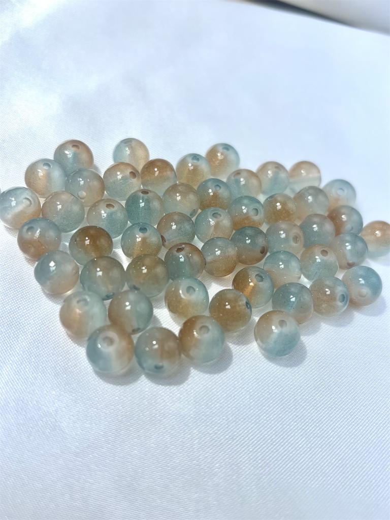 50pcs 8mm Glass Crack Imitation Jade Color Series Round Beads DIY Handmade Necklace Bracelet Loose Beads Jewelry Accessories