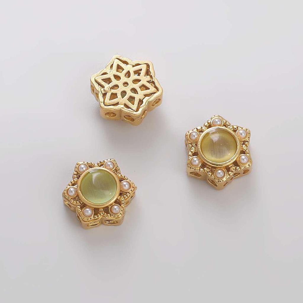 Handmade Copper Gold Spacer Beads: Zircon Jade Loose Gemstones for DIY Necklaces, Bracelets, Jewelry, and Pendant Accessories