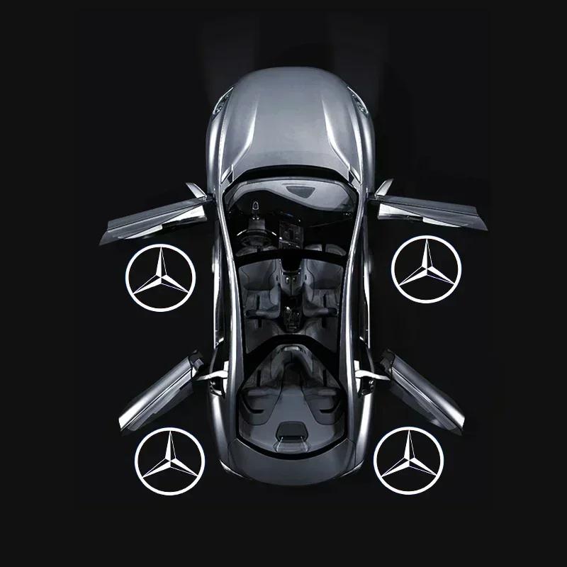 2pcs LED welcome lamp car door light logo laser projector lighting emblem For Mercedes Benz W204 W221 W222 W203 W168 W245 W164