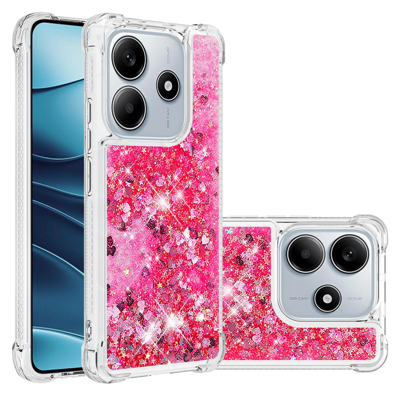 

Для Xiaomi Redmi Note 14 4G (164,84x78,15x8,16 мм) Чехол из ТПУ с блестками и зыбучим песком, противоударная задняя крышка для телефона Pink/Hearts