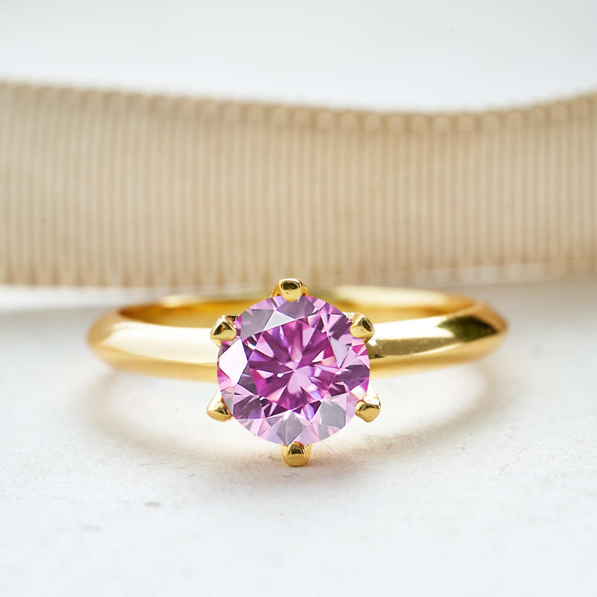 

Кольцо с муассанитом 1,0 карат 6,5 мм для очаровательной леди из стерлингового серебра 925 пробы с покрытием из 18-каратного золота, бриллиантовый тест пройден, женское ювелирное изделие, подарок 8 розовый