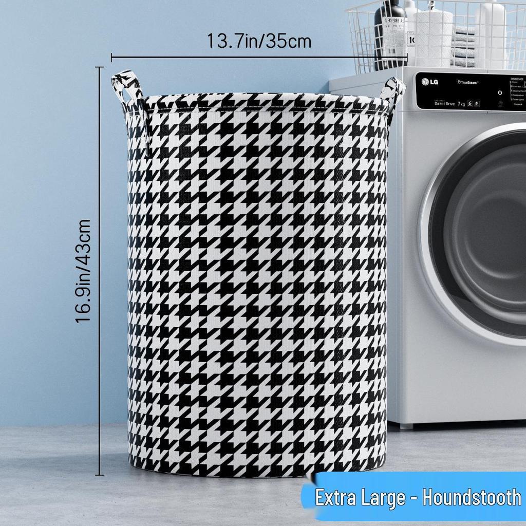 Trendy Houndstooth Foldable Storage Box with Window - Non-Woven Fabric for Underwear