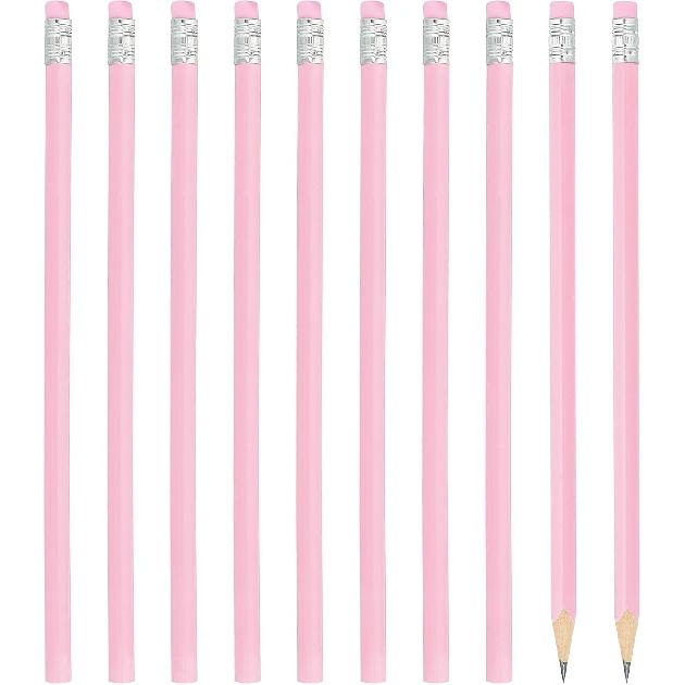 PATIKIL Round Pencils, 24 Pack HB Graphite Pencils with Eraser Wood Pencils Cute Pencil for Classroom Teacher Office Supplies, Pink