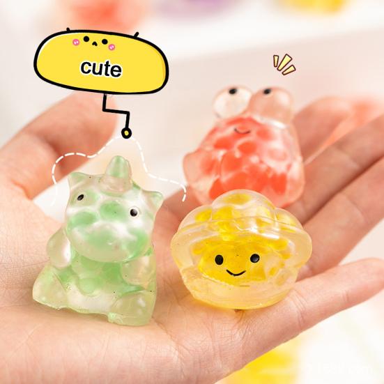 10Pcs Animal Squishes Toys with Water Beads Mini Doll Soft TPR Flexible Pinch Toy Decompression Lovely Sensory Stress Balls Squeeze Toys Party Favor