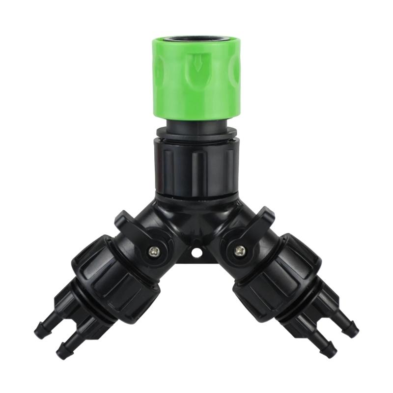 

Double Flow Garden Hose Y Splitter Connector with 2 On Off Valves Plastic Quick Connection 3/4inch for Outdoor Irrigation 1