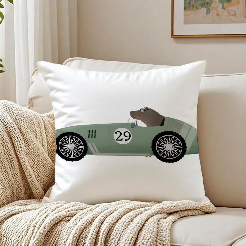 Funny Cartoon Animals Car Art Cushion Cover Pillowcase Antidustmite Living Room Sofa Decor Cushion Room