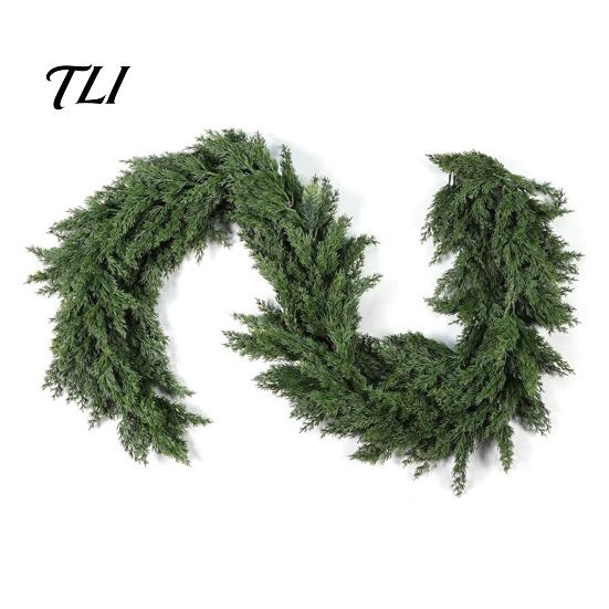 DIY Christmas Floral Arrangements 4/6FT Artificial Cedar Garland, Real Touch Pine Garland Decoration, Faux Winter Wreath, Realistic Cypress with Cones