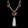 A Vintage Womens Necklace with a Zirconium Rose Fan and Pearl Tassels In Qingdao Style
