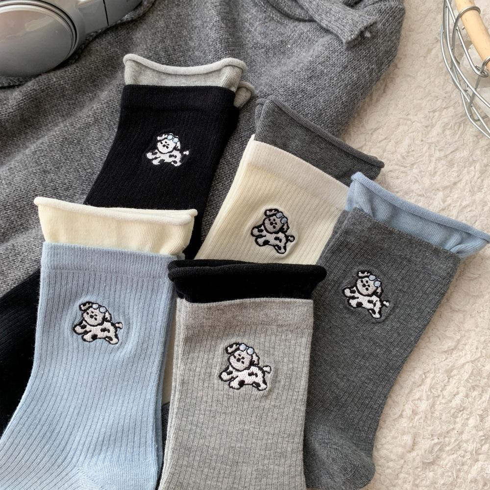 Autumn and Winter Lace Fringed Striped Socks for Women, Early Autumn Lace Sweet Mid-calf Pile Socks