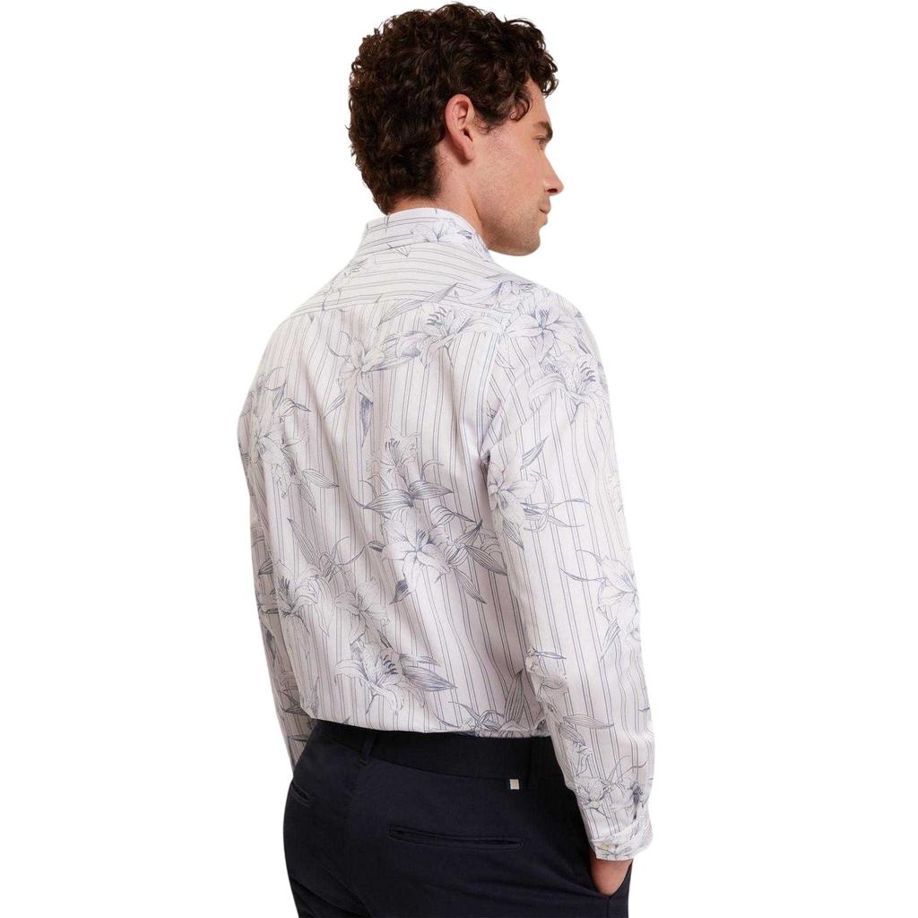 Ted Baker Mens Floral Stripe Long-Sleeved Shirt