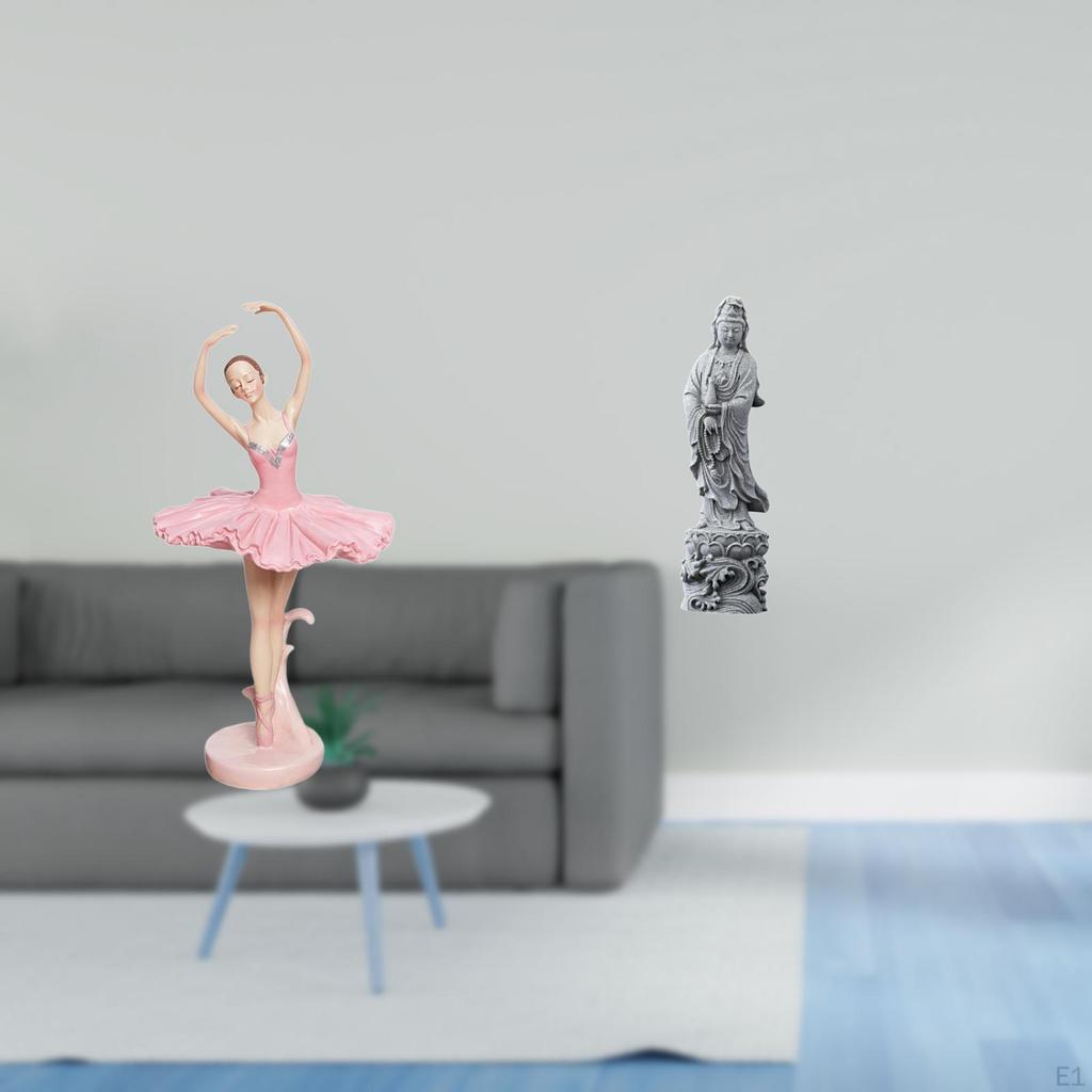Ballerina Figurine Resin Girl Sculpture Collectible Feng Shui Buddhist Decoration for Office Study