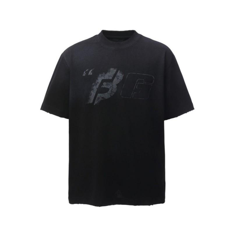 Creative Printed Letter T-Shirt Men Casual Loose Fit Short Sleeve Streetwear Trendy Vintage Distressed Tee