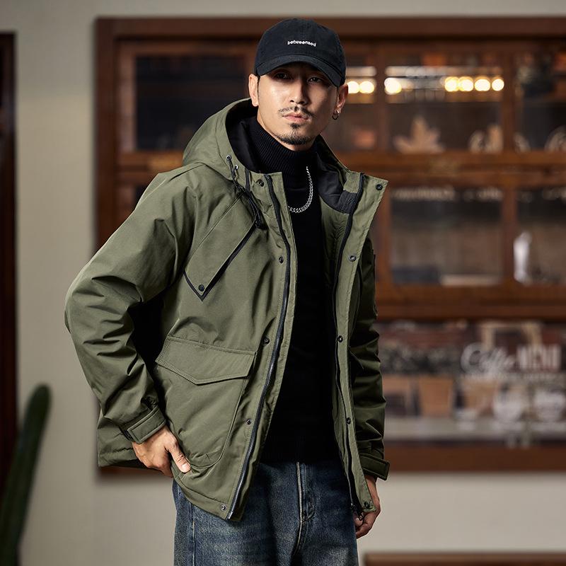 2025 Fall/Winter American Workwear Retro Dark Red Thick Cotton Jacket 5XL