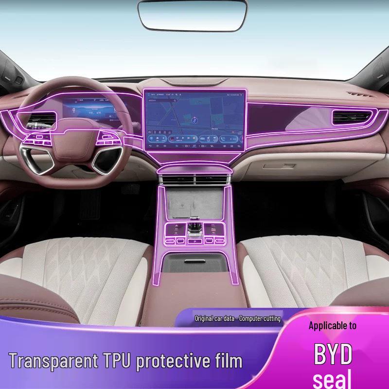 BYD Seal Interior Film Set: Dashboard, Screen, Gear Shift, Air Conditioner Stickers, HD TPU, fits 25 models