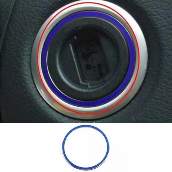 Blue Aluminum Car Inner For Benz E-Class 2016- Engine Start Stop Button Trim