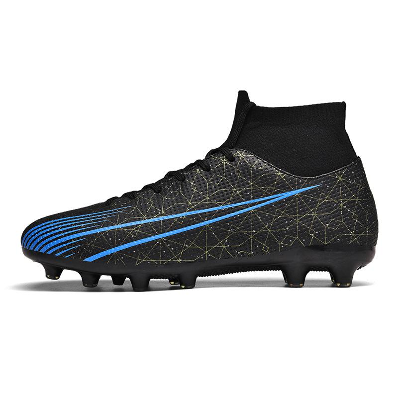 Football Shoes Men's and Women's High-top Broken Nails Student Adult Artificial Grass Ag Long Nails Non-slip Children's Sneakers Sports