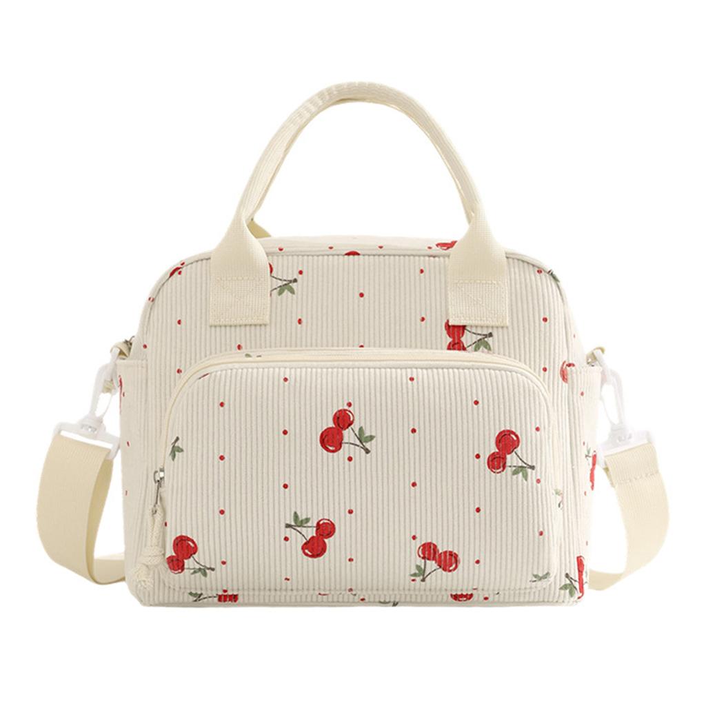 Corduroy Portable Food Pouch Large Capacity Handbag Lunch Bento Bag for Kids Teen Adults Work School Picnic Travel