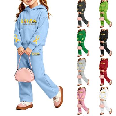 Girls' Fashion Print Hoodie and Sweatpants Set 2 Piece Casual Outfit for Everyday Wear