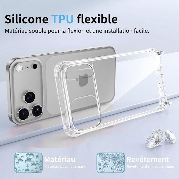 Coque pour iPhone 17 Pro Max, Protection Antichoc Rigide Transparent avec Cordon Noir Blanc