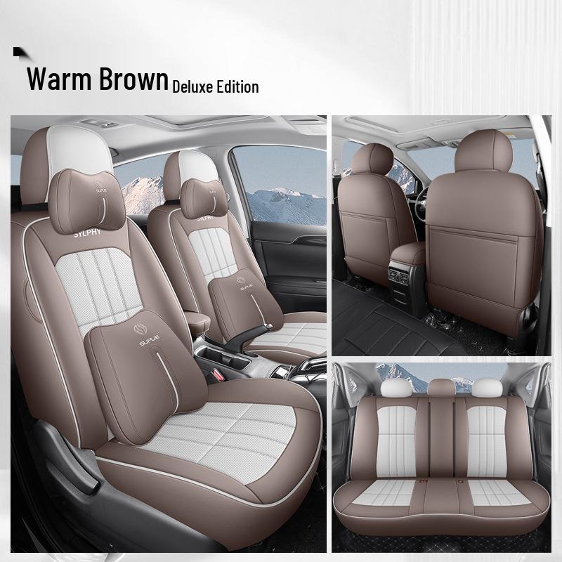 Classic Sylphy Leather Car Seat Cushion - Full Coverage All-Season Universal Cover