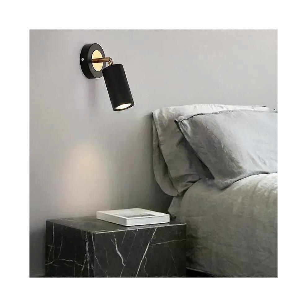 (warm light, Black) Bedside Wall Lamp Reading Light Simple Modern Bedroom Small Spotlights Minimalist Creative Rotating Hotel Corridor Wall Lamp
