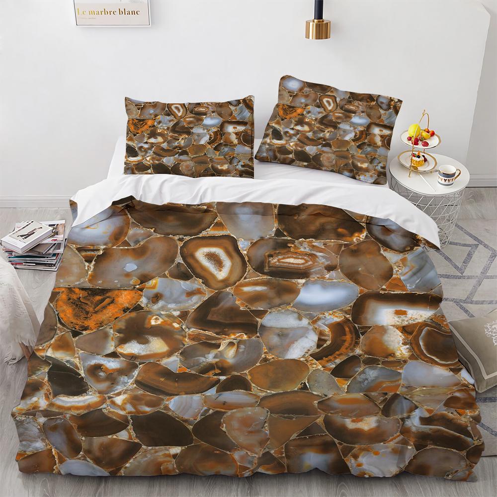 Marble King Queen Duvet Cover Cool Black and White Texture Pattern Bedding Set for Teens Adults 2/3pcs Polyester Quilt Cover